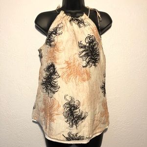 TRINA TURK shirt strap feather tank gold s…